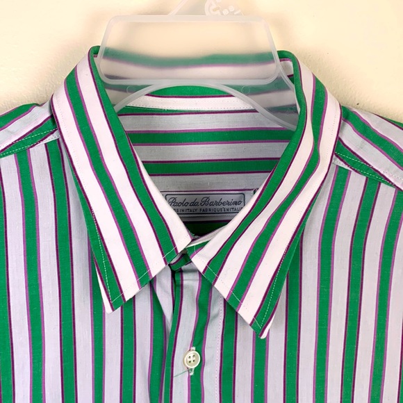 Vintage Striped Short Sleeve Shirt By Paolo da Barberino Men's Large - Picture 1 of 12
